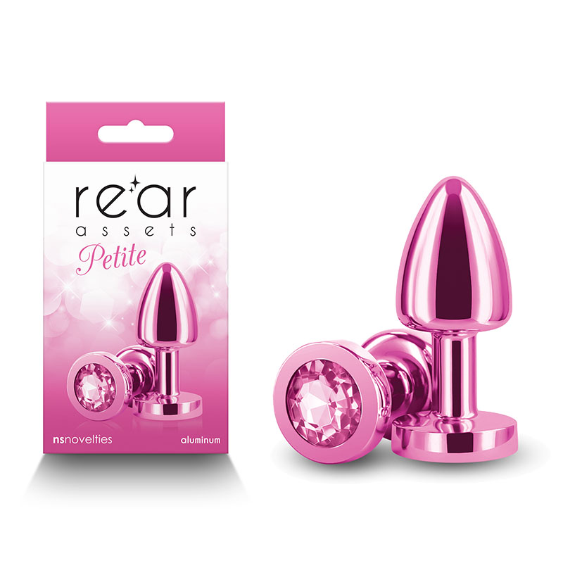 Rear Assets Petite Metal Butt Plug with Round Gem Base - Pink